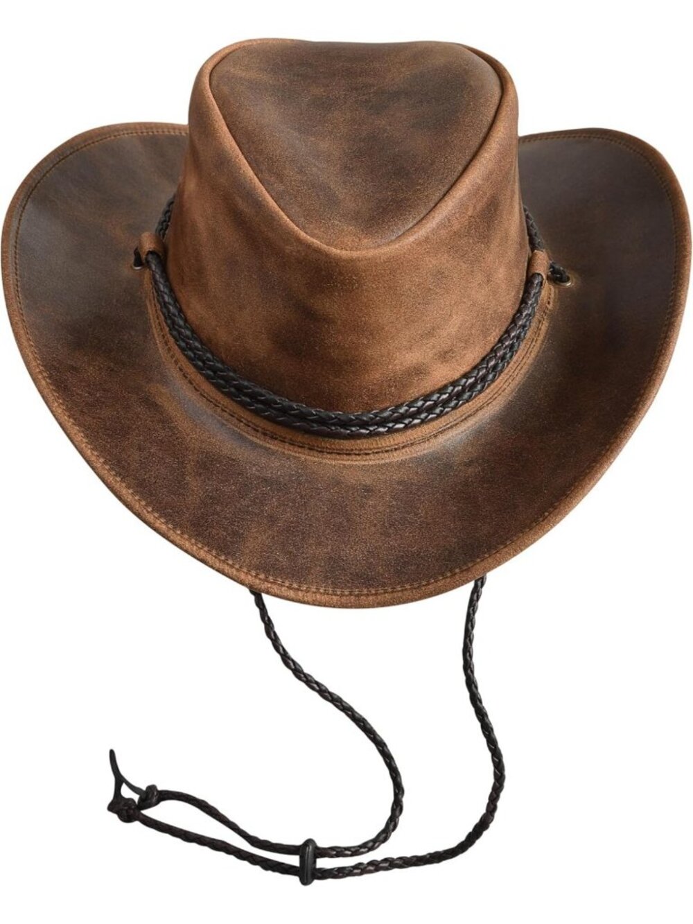 Unisex Shapeable Leather Cowboy Hat - Classic Western Style with Braided Band